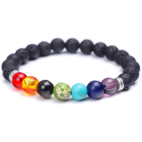 HWZWT Bead Chakra Bracelet for Women Men, 7 Chakras Healing Crystals and Stone Bracelet for Yoga Meditation Relax Anxiety