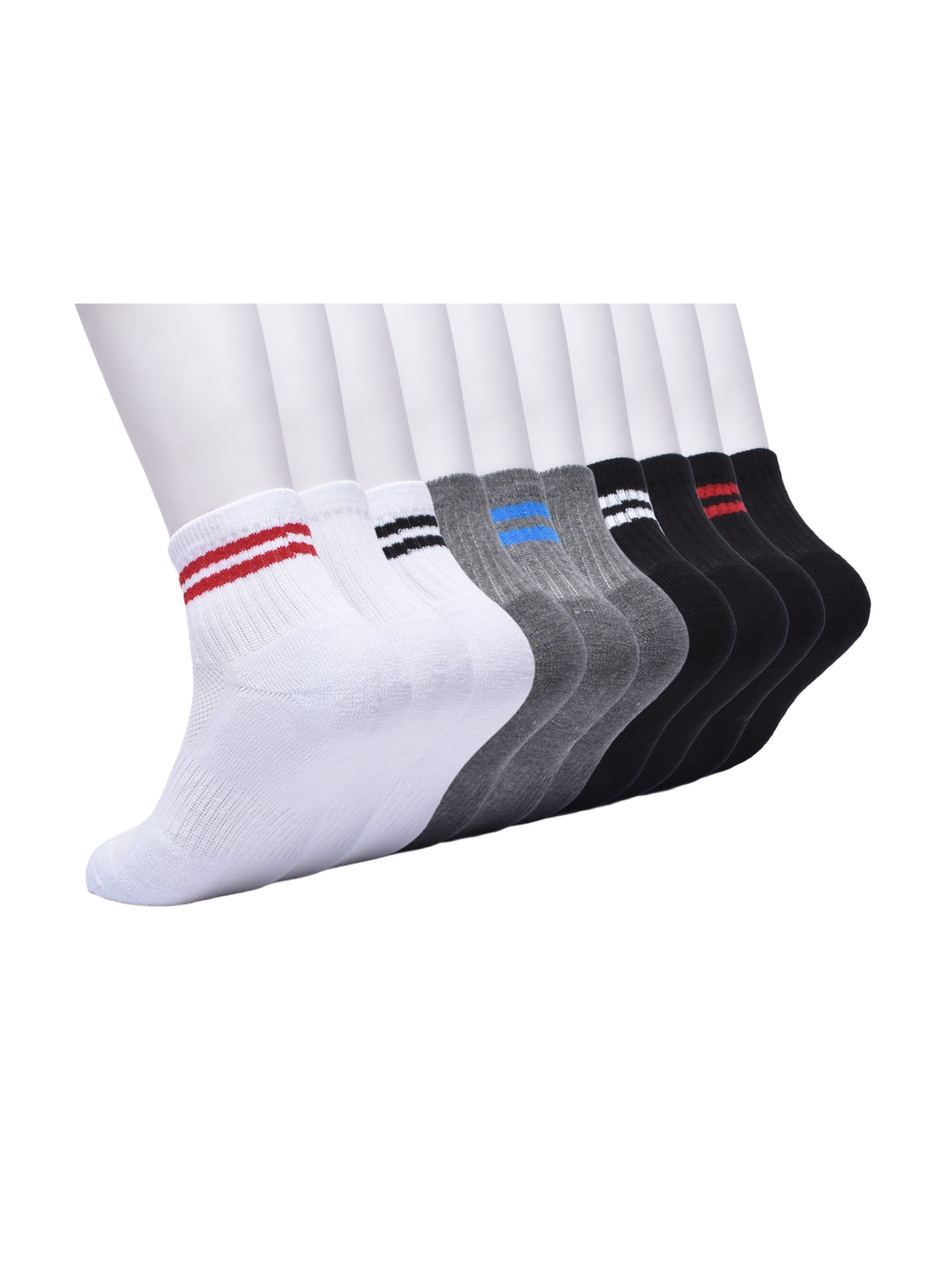 Athletic Works Boys Mid Crew Socks, 10 Pack, Sizes S-L