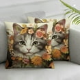 thumbnail image 2 of COMIO  Happy Fall Hello Pumpkin Cat Decorative Throw Pillow Cover Set of 2, Autumn Sunflower Flower Kitty Orange Porch Outdoor Home Decor, Kitten Maple Leaves Farmhouse Couch Cushion Case, 2 of 6