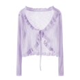 thumbnail image 1 of Ruffled Lace-up Ice Silk Knitted Sun Protection Cardigan Shawl Summer Thin, 1 of 8