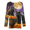 thumbnail image 4 of FDGIU 2025 Halloween Shirts Women Crewneck, Cute Ghost Pumpkin Graphic Casual Long Sleeve Tops, Loose Fit Pullover for Autumn Parties, 4 of 5