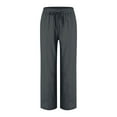 thumbnail image 5 of Fanxing Women's Casual Cotton Linen Baggy Pants Fit Elastic Waist Straight Leg Lounge Joggers Sweatpants with Pockets Dark Gray,S, 5 of 6