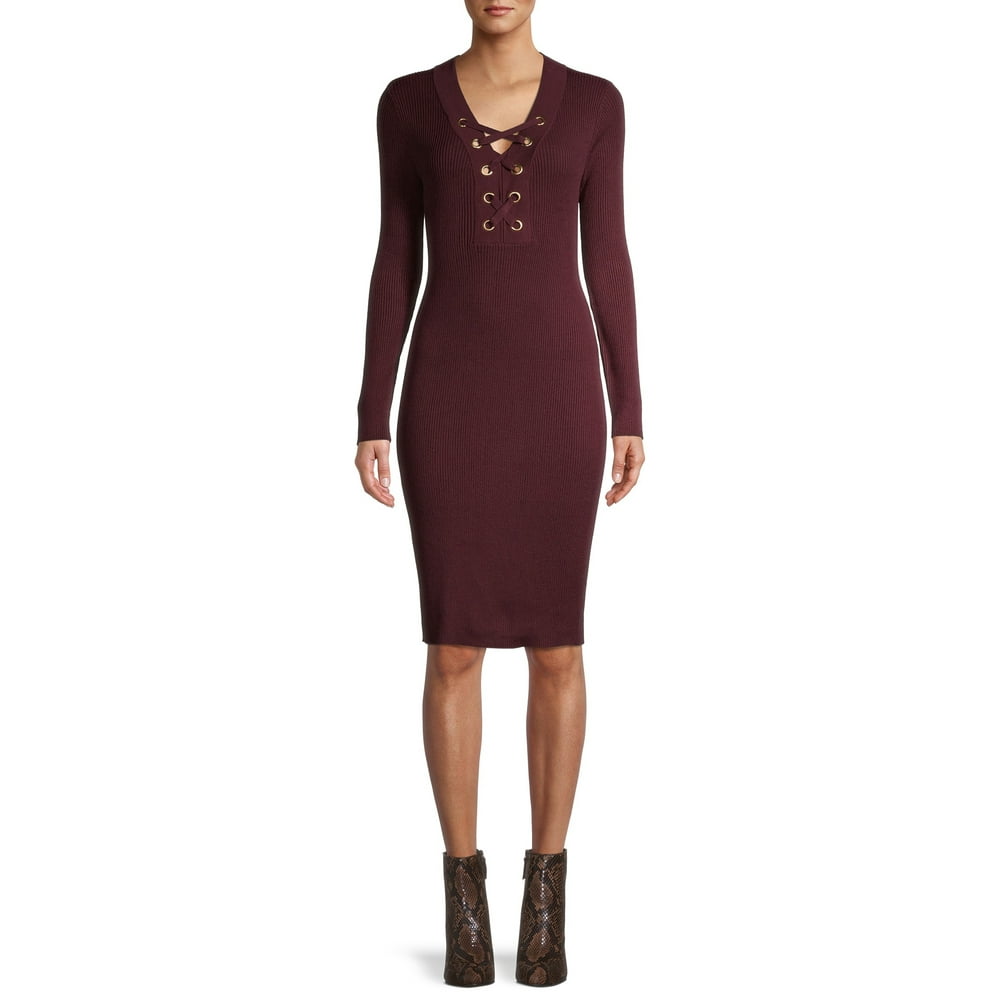 No Boundaries No Boundaries Juniors Long Sleeve Lace up Bodycon Midi