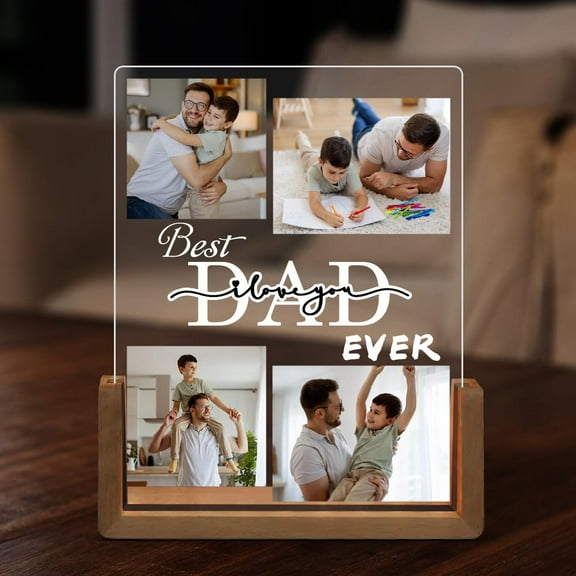 Personalised Acrylic Photo Night Light LED Lamp for Dad Birthday Custom Photo W6