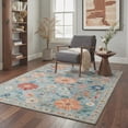 thumbnail image 3 of 5x7 Washable Rugs for Living Room Non Slip Low Pile Lightweight Indoor Vintage Floral Print Area Rugs for Bedroom, Farmhouse Decor, Dusty Blue, 3 of 5