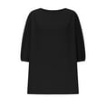 thumbnail image 4 of purcolt Women's Plus Size Cotton Linen T Shirts Scoop Neck Puff 3/4 Length Sleeve Womens Tops Solid Casual Loose Fit Blouses, 4 of 6