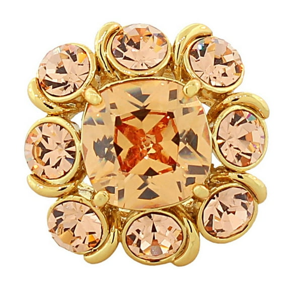 Fashion Alloy Yellow Gold-Tone Brown Peach-Tone CZ Statement Cocktail Ring