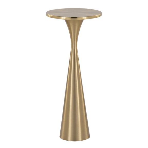 22 Inch Contemporary Metal Side Table Modern Brass Hourglass Shape Accent Table Indoor End Table for Living Room Bedroom