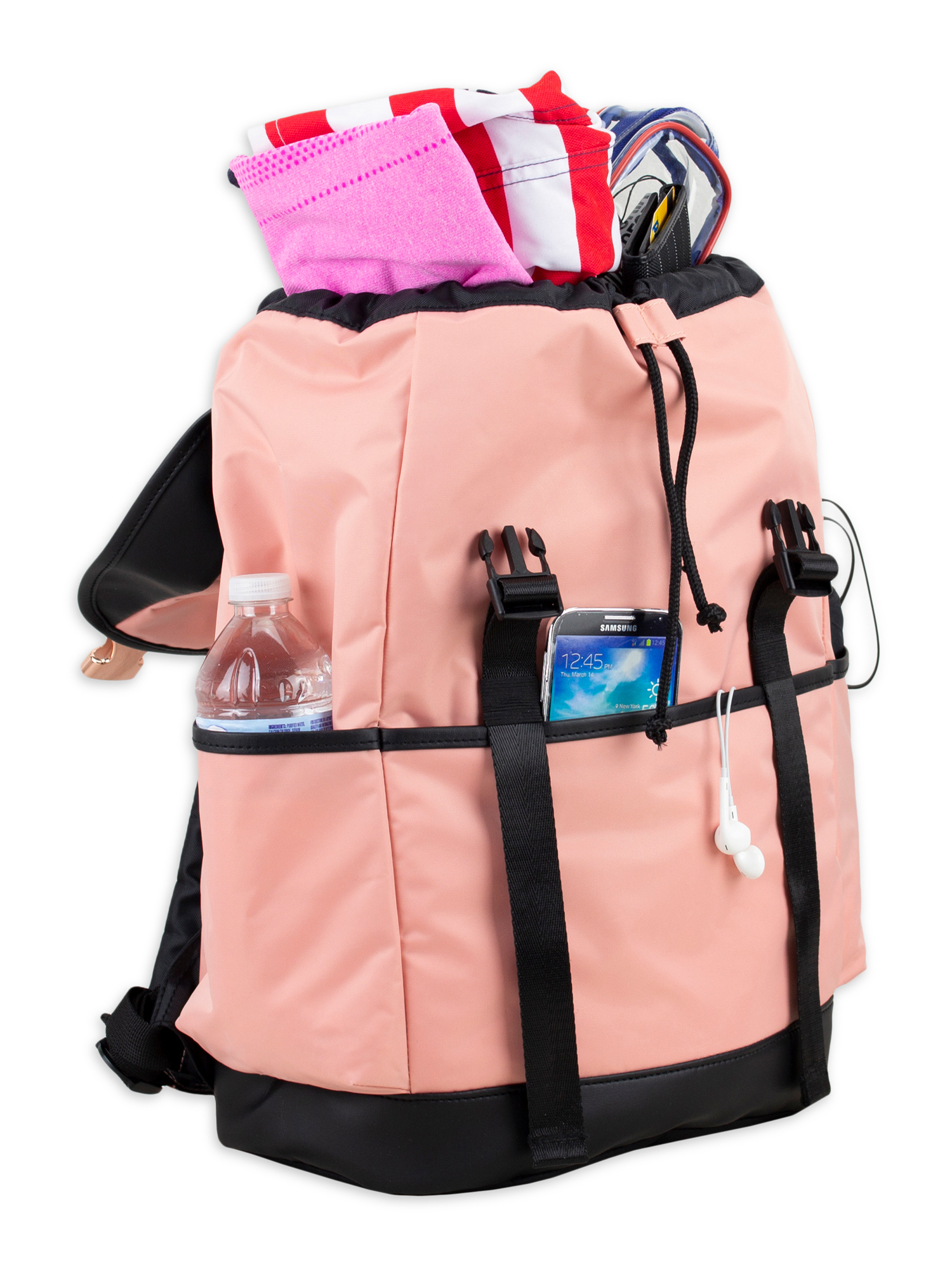 Bodhi Unisex Drawstring Backpack with Dual Buckles, Blush