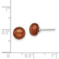 thumbnail image 4 of Primal Silver Sterling Silver Rhodium-plated 7-8mm Brown Freshwater Cultured Button Pearl Stud Earrings, 4 of 6