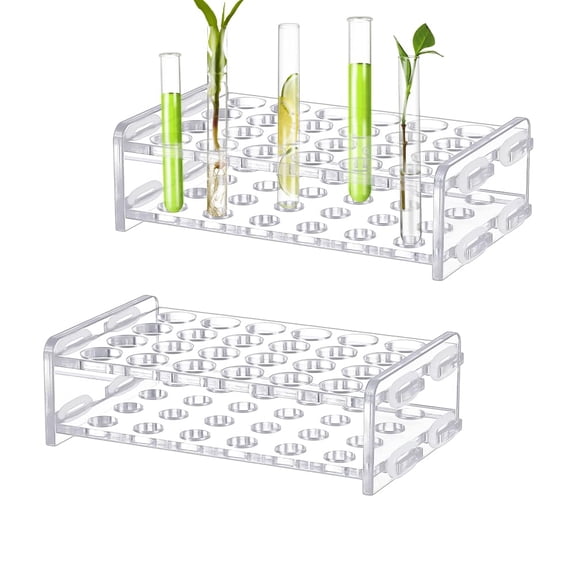 2 Set 24-Holes Acrylic Test Tubes Holder Rack Lab Supplies Rectangle Clear Tests Tube Rack Round Holes Tests Tube Holder
