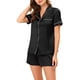 thumbnail image 4 of Conjuntos de pijama para mujer INSPIRE CHIC, camiseta de manga corta con botones y pantalones cortos, conjuntos de lounge XL negro, 4 of 6