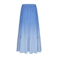 thumbnail image 4 of Women's Gradient Boho Flowy Midi Skirt Summer Casual Elastic High Waist Tiered Long Skirts with Pockets, 4 of 6