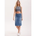 thumbnail image 7 of DARING DIVA Women's Durable Denim Skirt A-Line Midi Jean Skirts Large Blue, 7 of 7