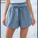 thumbnail image 5 of Pantalones Cortos Casuales de Verano para Mujer con Lazo y Cintura Anudada y Bolsillos. Azul Gris S, 5 of 7