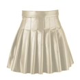 thumbnail image 5 of Riforla Leather Mini Skirt Women Fashion Pleated High Waist Short Solid Pu Skirt Women's Skirts Beige XXL, 5 of 5