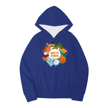 

CHAOLEI Back To School Outfits for Boys&Girls Autumn WInter School Season Letter Printed Long Sleeve Hoodie Warm And Comfortable Tops Children S Clothing -Blue 5-6 Years