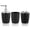 Black, variant on Riousery 4-Piece Bathroom Accessories Set, PP Plastic Bath Suit Includes Soap Dispenser, Toothbrush Holder, Washing Cup, Soap Dish, Black