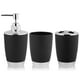 thumbnail image 1 of Juego de 4 accesorios para baño, incluye vaso, soporte para cepillo de dientes, jabonera, dispensador, color negro, 1 of 15