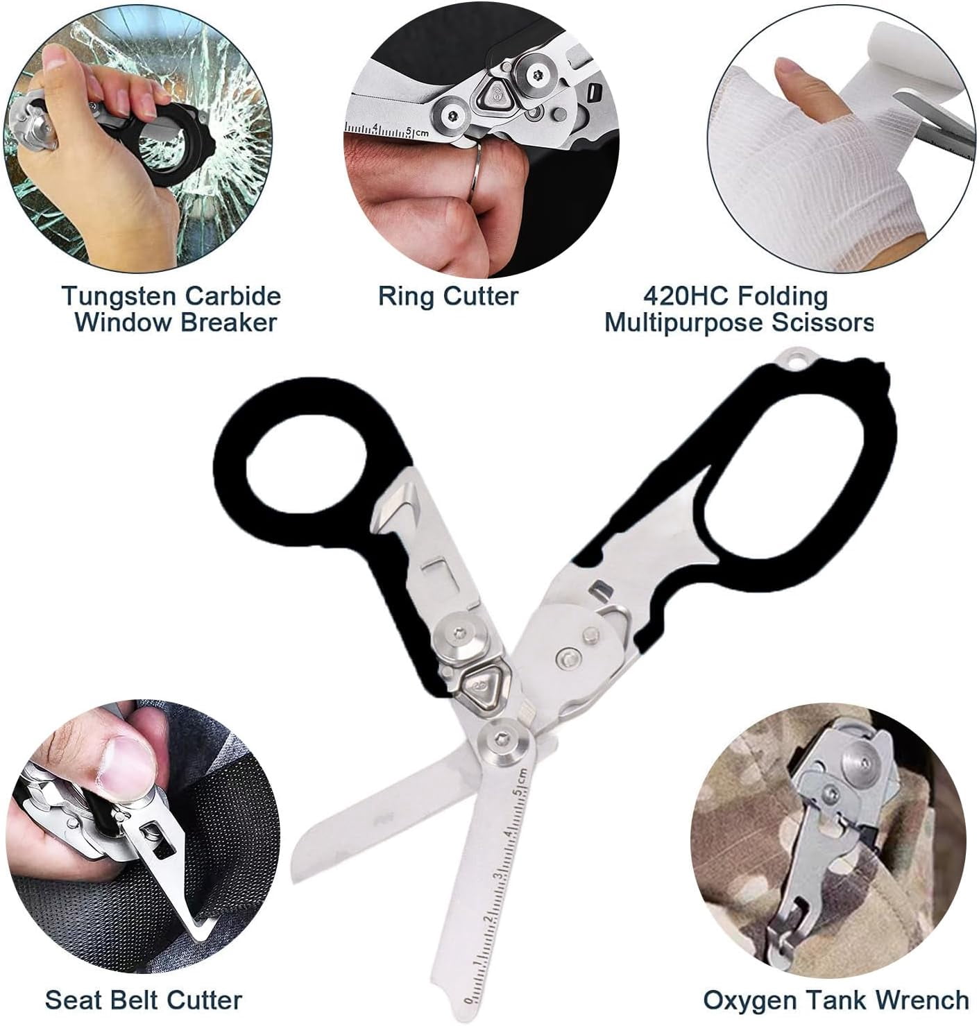 Trauma Shears,6 in-1 Emergency Response Shears with Protective Sheath,Medical Scissors Trauma Scissors for Outdoor Camping Rescue