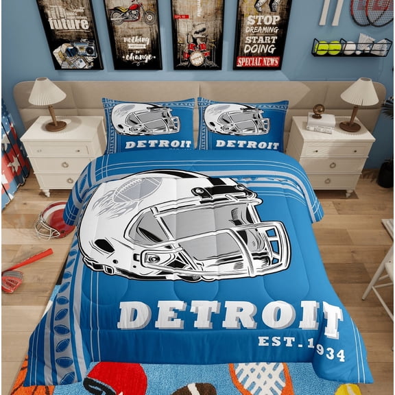 Erosebridal Vintage Rugby Comforter Sets Twin Size, Soccer Lover Comforters & Duvets, Football Player Decor, 2pcs