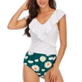 thumbnail image 1 of Traje de baño de 2 piezas con volantes, cuello en V, tirantes, cintura alta, breve, traje de baño ajustado, traje de baño elástico y transpirable, blanco XXL, 1 of 7