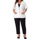 thumbnail image 2 of Blazers de mujer de tallas grandes Agnes Orinda, casuales, de manga corta, con solapa, chaqueta de traje para el trabajo 1X blanca, 2 of 6