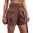 thumbnail image 1 of Shorts Vaqueros Cargo para Mujer - Shorts Casuales de Verano Vintage con Botones y Cremallera Marrón S, 1 of 8