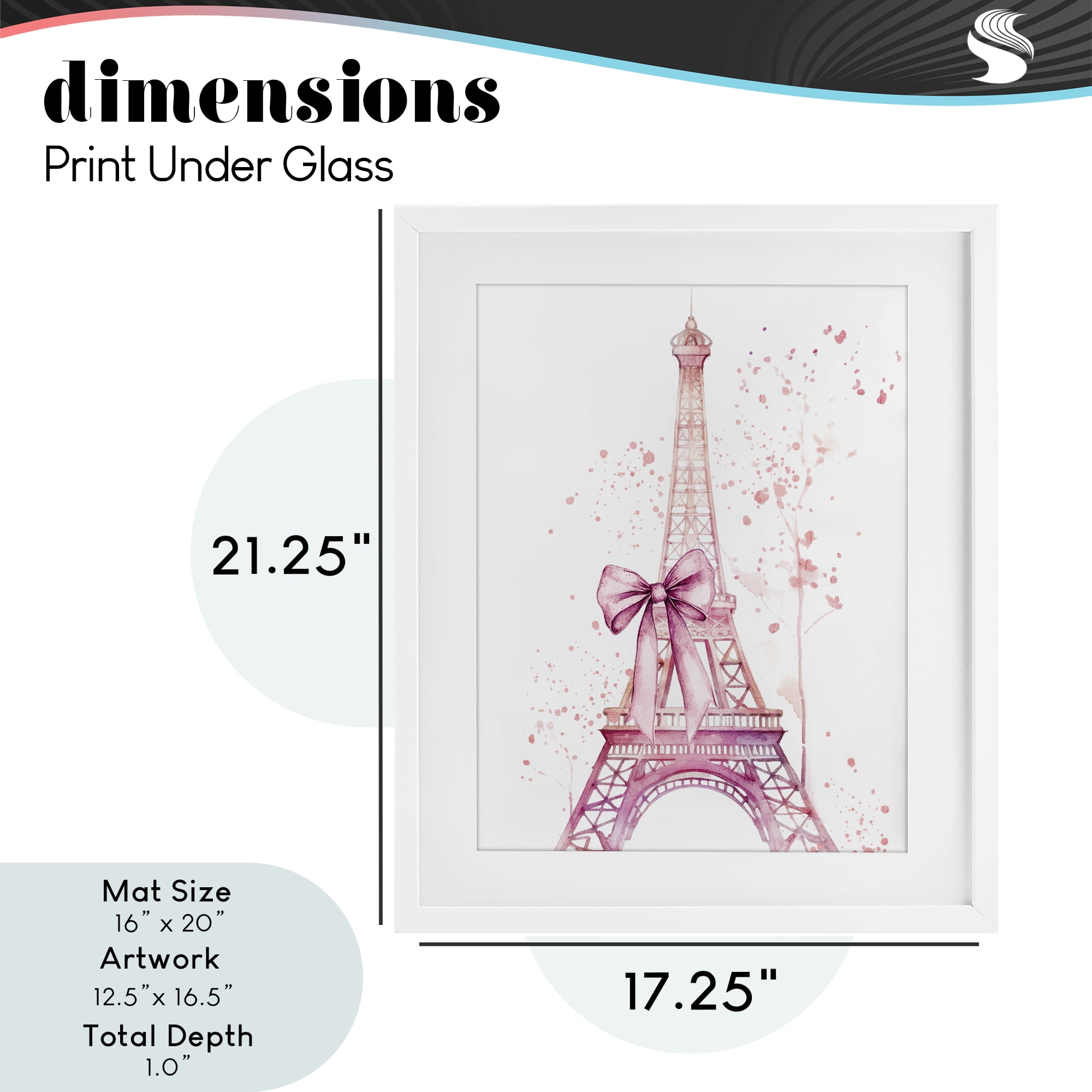 Bow Bedecked Paris Tower White Framed Print Under Glass, design by Kim Allen