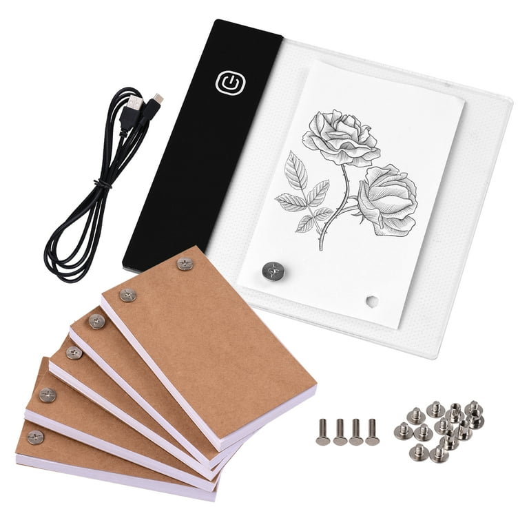 Dcenta Flip Book Kit Light Board with Light Pad LED Light Box Tablet 300 Sheets Drawing Paper for Drawing Tracing, White