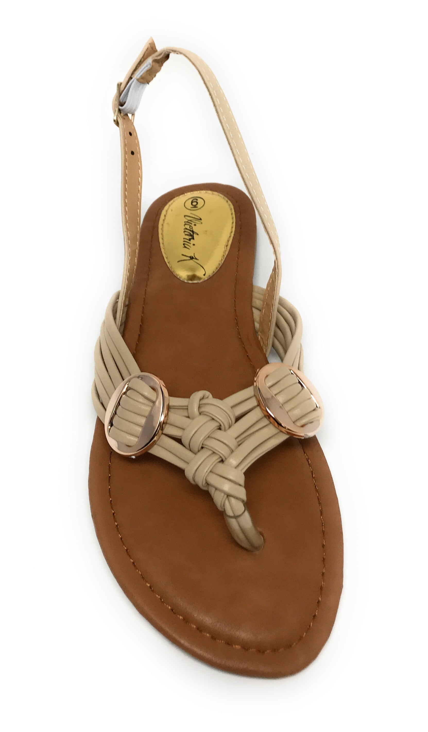 Victoria K Women's Multi Straps With Gold Side Buckles Sandals