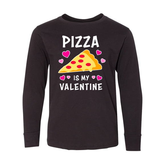 Inktastic Pizza is My Valentine with Hearts Long Sleeve Youth T-Shirt