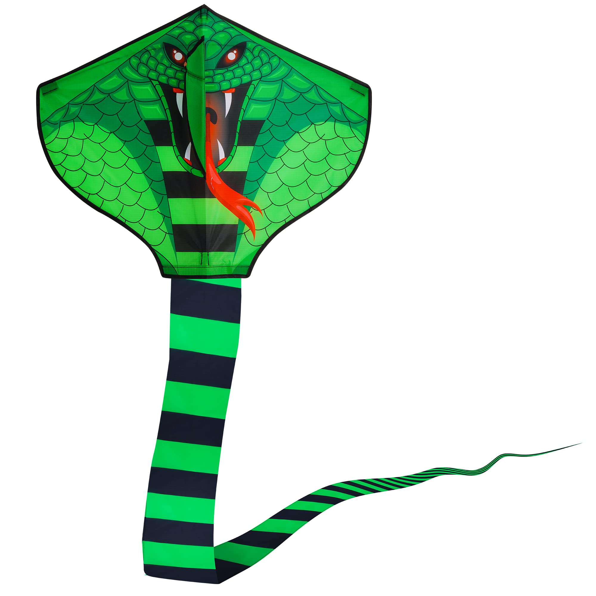 4 Pack Kites - Large Fire Dragon Kite Green Snake Kite Devil Fish Kite Red Mollusc Octopus with Long Colorful Tail for Kids Adults Outdoor Game Activities