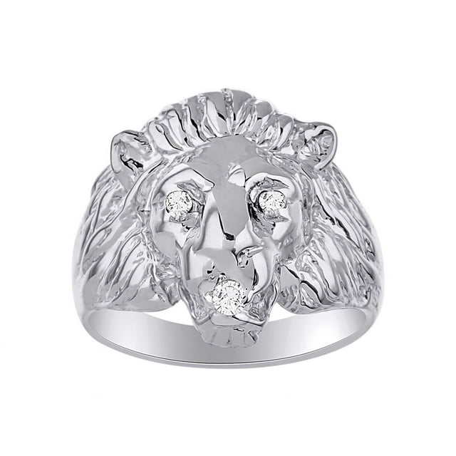 RYLOS Sterling Silver Lion Head Ring Color Stone Birthstones Eyes and Mouth Fun Designer Rings Diamond Jewelry Size 9