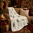 thumbnail image 3 of Realistic Spiders with Dried Leaves and Botanical Stems, Natural Curiosity Spider Style for Nature Lovers, Cozy Flannel Blanket for Reading Nook and Bedroom, Halloween Gift, Home Decor, 3 of 9