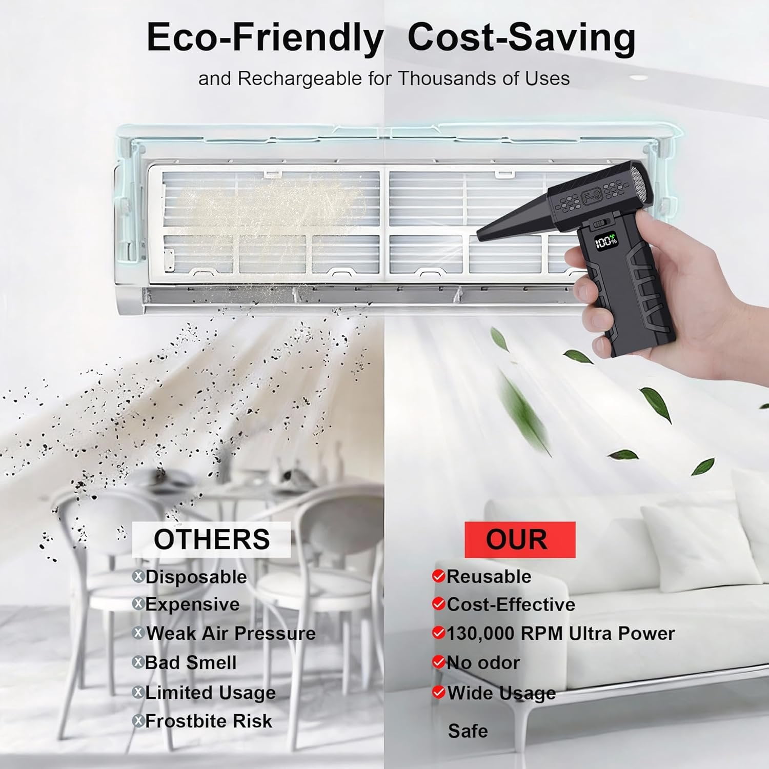Duster, Up to 130000 RPM Cordless Electric Air Duster for , Keyboard,  &  Cleaning, Adjustable Airflow Mini Blower, Outdoor Portable