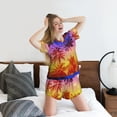 thumbnail image 2 of Vsdgher Palm Trees at Sunset Pattern Womens Pajamas 2 Piece Short Sleeve Sleepwear Set,Summer Soft Pajamas Set Casual Lounge Sets, 2-Piece Pj -4X-Large, 2 of 8