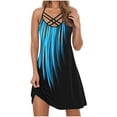 thumbnail image 2 of Dress for Summer Women's Summer Fashion Printed Sleeveless Suspenders Pullover Ladies Dress Sky Blue M, 2 of 5