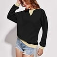 thumbnail image 5 of Womens Oversized Sweatshirt Loose Crew Neck Long Sleeve Shirts Casual Solid Color Pullover Tops Fall Clothes (Black L), 5 of 6
