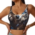 thumbnail image 2 of Picia Vintage Blue Floral Wolf Sports Bra for Women,Padded Strappy Sports Bras Medium Support Yoga Bra with Removable Cups,Running Yoga Bra-XX-Large, 2 of 9