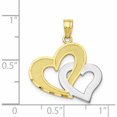 thumbnail image 3 of 10K Yellow With Rhodium Double Heart Pendant (25 X 21) Made In United States 10c934, 3 of 5