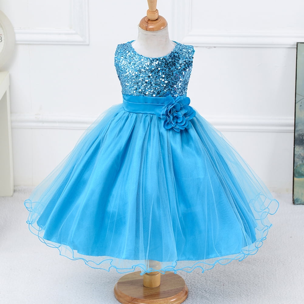 Little Girls Big Kids Sequins Flower Lace Tulle Dress Prom Gown ...