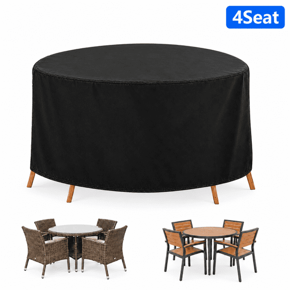 Moclever 73x43in Patio Furniture Set Cover, 4 Seat Round Table Chairs Cover, UV Water Resistant for Outdoor, Black