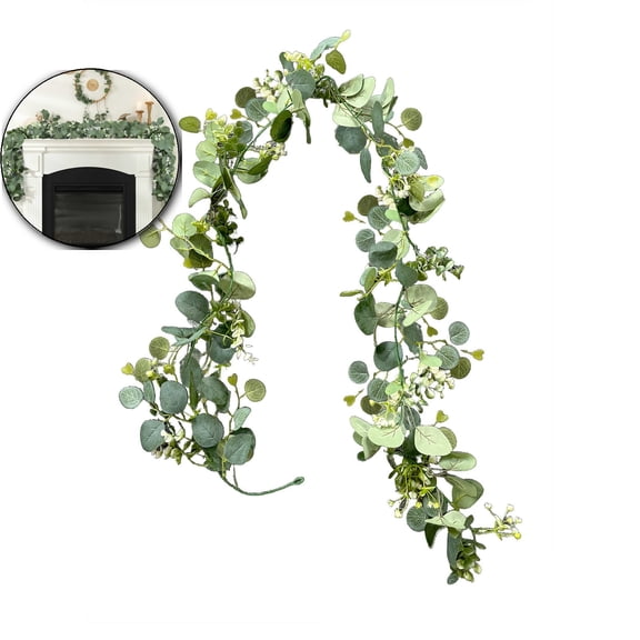 Artificial Eucalyptus Garland Faux Silk Leaf Eucalyptus Leaves Vines Garland Greenery Wedding Backdrop Indoor Outdoor Arch Wall Decoration