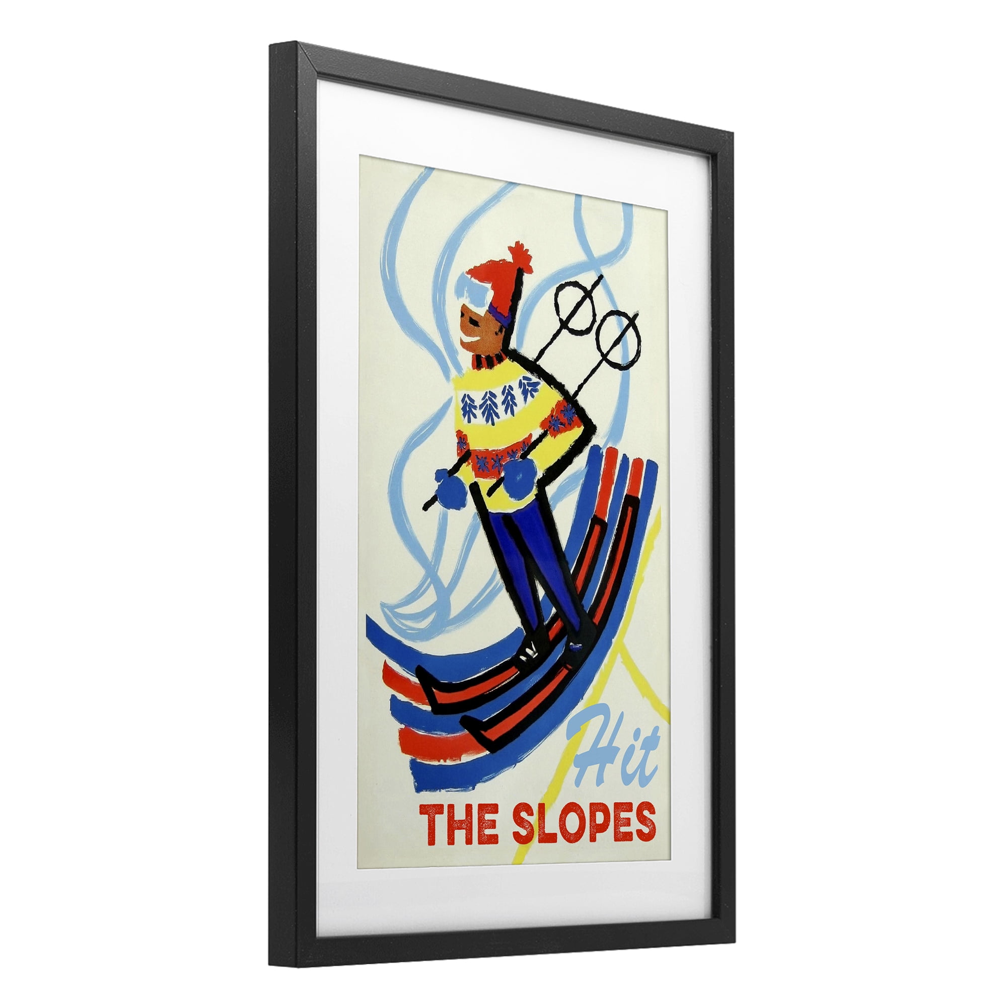 Stupell Industries Vintage Hit The Slopes Black Framed Print Under Glass, design by Grotto Studios