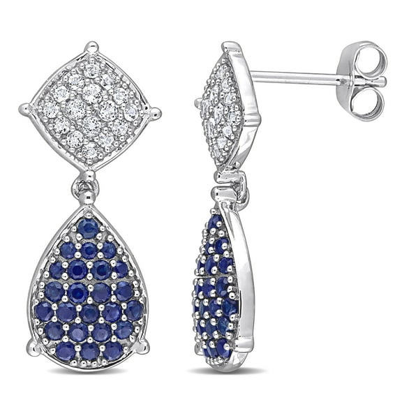 Everly Women's Sapphire and Topaz 10k White Gold Earrings