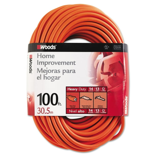 CCI Outdoor Round Vinyl Extension Cord, 14/3 AWG, 100ft, Orange