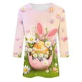 thumbnail image 5 of Staron Women's Casual Easter Print Round Neck 3/4 Sleeve T-Shirt Top Fashion Loose Comfy Holiday Graphic Tee, Pink 5XL, 5 of 5