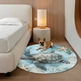 thumbnail image 5 of Area Rug 48in, Nautical Sea Turtle Ocean Starfish Conch Floor Carpet Living Room Rug, Vintage Map Blue Gradient Non-Slip Welcome Mat Indoor Rugs for Bedroom Dining Room, 5 of 9