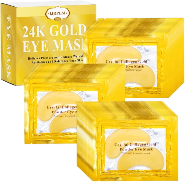IJRPLM 50 pares de parches debajo de los ojos de oro de 24 quilates, máscara de ojos con almohadillas de gel de colágeno para ojos hinchados y ojeras, reduce las arrugas, revitaliza tu piel, tratamien